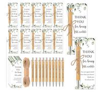 Souvik Lot de 20 Stylos à Bille en Bambou Gravés avec Cartes et Sacs en Organza - Stylos à Bille Porte-Bonheur de Remerciement Écologiques, Cadeaux d’Appréciation pour Collègues, Bureau et Éducatrice