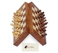 SouvNear 35 x 35 Cm Ultime en Bois Classique de Luxe Jeu d'échecs avec Staunton Magnétique Pièces D'échecs et Plateau de Jeu Pliable (Dédouble en Cas de Stockage)