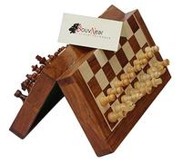 SouvNear 811778020547 Jeu d'échecs SouvNear, Magnétique - Bois de rose Staunton, 26,7 x 26,7 cm - Version Anglaise