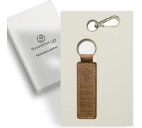 Sovereign-Gear - Deux porte-clés en cuir marron - Philippiens 4:13 en relief - Porte-clés en cuir véritable pour homme et femme - Accessoire fabriqué à la main, élégant et durable
