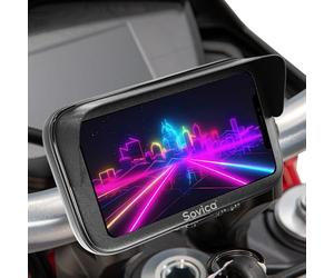 Sovica Support Telephone Moto Etanche avec Chargeur Charge Rapide 2.1A système Unico de Connexion Rapide Coque avec Visiere antieblouissement Compatible avec Smartphones de 4" a 7,6" ecran