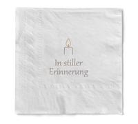 Sovie HOME Serviettes de table « In stiller Erinnerung » en tissu, 3 couches, 33 x 33 cm, pliage 1/4, serviettes de condoléances blanches avec motif bougie