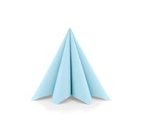 Sovie HORECA Airlaid Lot de 50 serviettes jetables bleu clair, 40 x 40 cm, pliables en 1/4, aspect tissu, pour restauration, hôtel, restauration et décoration de table fraîche