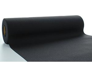 Sovie HORECA Linclass® Airlaid Chemin de table 40 cm x 24 m | Rouleau de nappe imitation tissu | Nappe jetable pratique pour mariage ou fête | Noir
