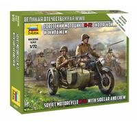 Soviet Motorcycle M-72 With Sidecar Et Crew 1:72 Plastique Model Kit Zvezda