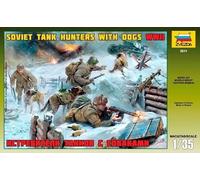 SOVIET TANK HUNTERS With DOGS WWII - ZVEZDA 1/35 PLASTIC KIT
