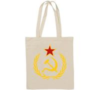 Soviétique Union Sac fourre-tout en coton naturel Motif marteau et faucille Blanc