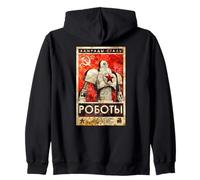 Soviétique Vintage URSS CCCP Russie, Aquarell Robot rétro Sweat à Capuche