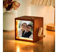 Soview Cadre Photo Flipbook Personnalisé, Boîte Flipbook à Manivelle Album Photo Mécanique, Cadeau Personnalisé pour Homme Femme Anniversaire Noël Saint-Valentin