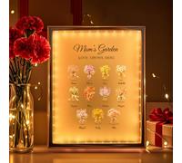 Soview Lampe Miroir Personnalisée pour Maman LED Lumière de Nuit avec Nom et Fleur de Naissance Cadeau pour Fête des Mères Anniversaire Grand-mère Épouse Famille Fille, Onze fleurs