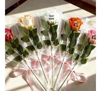 Soview Rose Éternelle Personnalisée avec Photo & Texte, Fleur Eternelle Rose Artificielle avec Tige pour Femme Maman Amie, Décoration de la Maison & Cadeau pour Noël Aniversaire Saint Valentin