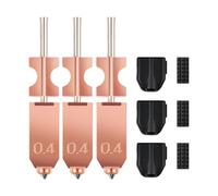 Sovol Lot de 3 buses Hotend de 0,4 mm améliorées pour imprimante 3D Flashforge AD5X - Remplacement entièrement métallique avec buse amovible, 3 douilles en silicone supplémentaires + 3 brosses à buse