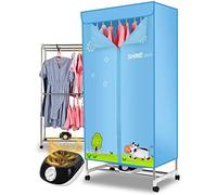 SOVORM SHKUU Séchoir à Linge électrique Étendoir Portable, Armoire de séchage à air Chaud Pliante à 2 Niveaux, Minuterie Automatique de Chauffage d'intérieur à séchage Rapide à l'air Chaud de 1000 W