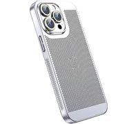 Sovtay Étui de téléphone en maille avec dissipation de chaleur, nouveau design de 2024 pour 15/14/13/Promax, protection transparente à l'arrière, résistance aux chocs, argent pour 15PROMAX