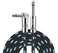 Sovvid Câble de guitare de 4.6 m - Câble d'instrument professionnel pour guitare électrique AMP Cord version 1/4 TS pour guitare, basse, mandoline, angle droit vers droit, bleu et noir