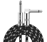 Sovvid Câble de guitare professionnel de 3 m, câble de d'instrument de 6.35 mm en nylon tressé pour guitare électrique, basse, ampli, clavier, mandoline et audio professionnel
