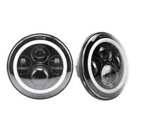 Sovxbgw Jeu de phares Phares LED 7" Full Halo Angel Eyes Pour UAZ4x4 Jungle Hunter Tout-terrain Monospace Phare avant(Pair black SET)