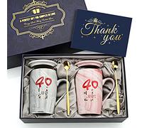 Sovyime 40 Ans Mr Right et Mrs Always Right Cadeaux de Mariage pour Couples Parents Grands-parents - Ensemble de Tasse à Café en Céramique pour Noël, Cadeaux D'anniversaire pour Lui (14 oz)