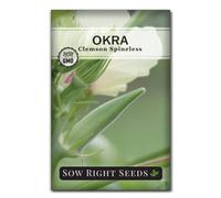 Sow Right Seeds - Graines de gombo sans épines Clemson à planter - Paquet ancien sans OGM avec instructions pour planter et cultiver un potager extérieur - Gousses lisses pour le gombo frit (1)