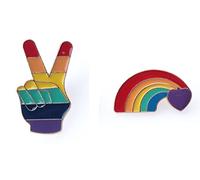 Sowaka Lot de 2 broches arc-en-ciel en forme de drapeau Gay Pride en émail pour col, chemise, chapeau, châle, accessoires pour femme lesbienne, homme, décoration de sac en tissu, Émail, Pas de pierre