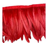Sowder Frange de plumes de coq - 20,3 à 25,4 cm de largeur - Pour bricolage, couture, décoration, loisirs créatifs - Lot de 0,9 m (rouge)