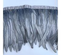 Sowder Frange en plumes de coq - 20,3 à 25,4 cm de large - Pour bricolage, couture, artisanat, décoration - Lot de 0,9 m (gris)
