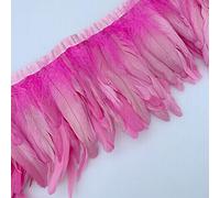 Sowder Frange en plumes de coq - 20,3 à 25,4 cm de large - Pour bricolage, couture, loisirs créatifs, décoration - Lot de 0,9 m (rose)