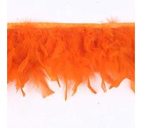 Sowder - Frange en plumes de dinde - Pour décoration de robe de fête de mariage, couture, artisanat, déguisement - 1,8 m (Orange)