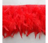 Sowder Frange en plumes de dinde pour fête, robe de mariage, couture, travaux manuels, costumes, décoration - Lot de 1,8 m(rouge)