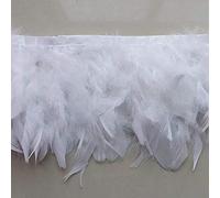 Sowder Frange en plumes de dinde pour fête, robe de mariage, couture, travaux manuels, costumes, décoration - Lot de 1,8 m(blanc)