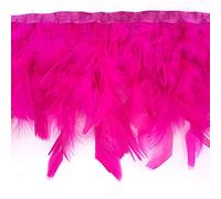 Sowder Frange en plumes de dinde pour fête, robe de mariage, couture, travaux manuels, costumes, décoration - Lot de 1,8 m(fuchsia)