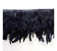 Sowder Frange en plumes de dinde pour fête, robe de mariage, couture, travaux manuels, costumes, décoration - Lot de 1,8 m(noir)