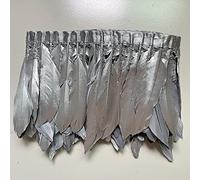 Sowder Frange en plumes d'oie de canard - 1,8 m (argent)