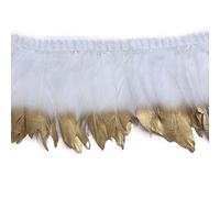 Sowder Frange en plumes d'oie de canard - 1,8 m (blanc et doré)