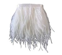 Sowder - Garnitures en frange de plumes d'autruche avec ruban de satin - Pour couture, artisanat, décoration, robe, déguisement - 1,8 m