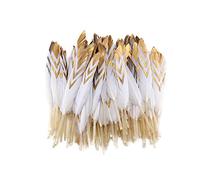 Sowder Lot de 50 plumes d'oie dorées colorées de 10 à 15 cm pour loisirs créatifs, décoration de fête, accessoires de vêtements, plumes de canard (blanc et doré)