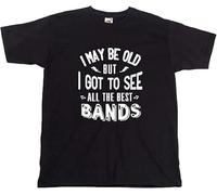 SOWGGW Best Bands Fun Music Dad. I May be Old But I Saw The Best T-Shirt Cotton Top Short Sleeve T-Shirt Black Manches Courtes(Large)