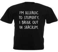 SOWGGW I'm Allergic to Stupidity. I Break Out in Sarcasm Mens Printed T Shirt Black Manches Courtes(3X-Large)