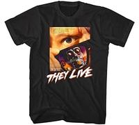 SOWGGW John Carpenters They Live Movie Poster Men's T Shirt Horror Film Aliens Skull Black Manches Courtes(Small)