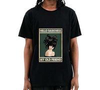 SOWGGW Men's T-Shirt 100% Cotton Funny Cat Printing Casual Streetwear Cool Loose Men o-Neck t-Shirt Male Top Black Manches Courtes(X-Large)