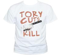 SOWGGW Political Tory Cuts Kill Anti Conservative Party Protest White Mens Women T Shirt 100% Cotton Left Wing Top Manches Courtes(Large)