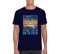 SOWGGW StitchPrint Marty Whatever Happens Don't Ever Go to 2020 T-Shirt, Delorean Vintage 2020 Car Unisex Top Manches Courtes(X-Large)