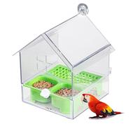 Sowhathow Pull-Out External Parrot Feeder, Hanging Wild Bird Seed Platform with Squirrel Proof Metal Tray, Large Capacity Outdoor Feeders, Easy to Fill, Clean, for Finch and Hummingbird (Green)