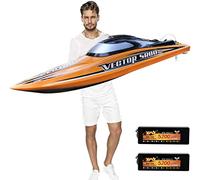 SOWOFA Grand bateau télécommandé de 80 cm (31,5 pouces) pour adultes 798-4P Pro Brushless 80 km/h+, deux batteries de 5200 mAh pour une alimentation simultanée, gouvernail entièrement en métal