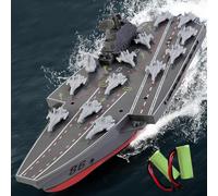 SOWOFA Modèle de bateau télécommandé, modèle de navire de guerre 2,4 G, de taille moyenne, 34 cm, modèle de bateau de guerre (version double batterie)