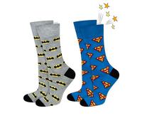 soxo DC Comics The Batman Superman Chaussettes Homme Fantaisie Chaussette Originale 40-45 Batman Superman Logo 2 Paires