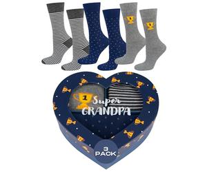 soxo Grand père Chaussettes Homme Idee Cadeau Drole Coton Cadeaux Haute Chaussette 40-45 Grandpa Heart 3 Paires