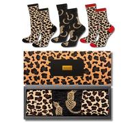 soxo Leopard Chaussettes Motifs D'animaux Femme Cadeau Drole Animal Chaussette Cadeaux 35-40 Marron 3 Paires