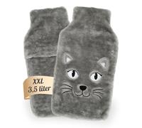 soxo Longue Bouillotte Eau Chaude avec Une Couverture Souple Bebe Peluche Bouillote XXL Anti Colique 3,5L