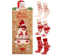soxo Noel Chaussettes Femme Drole Cadeau Dans Une Boîte Dames Fantaisie Idee Cadeaux Humour 35-40 Beige 3 Paires